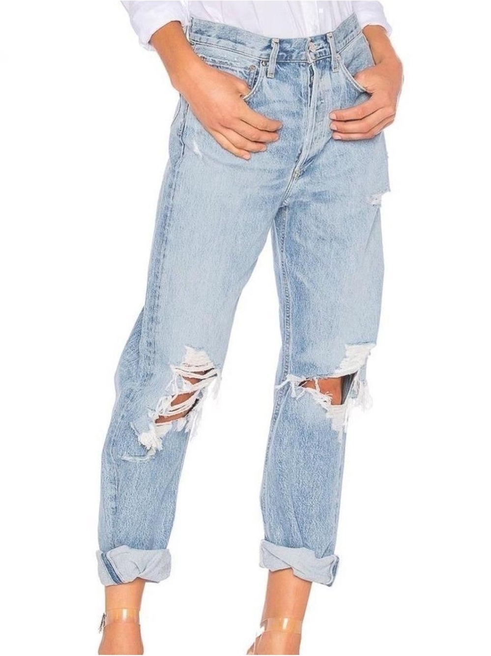 Agolde Light Blue Distressed 90’s Boyfriend Jeans